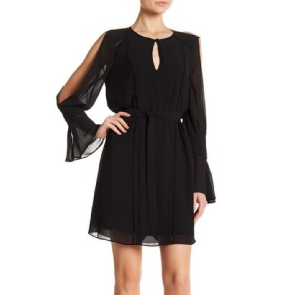 Haute Hippie Bessie Cutout Sleeve Black Dress NWT